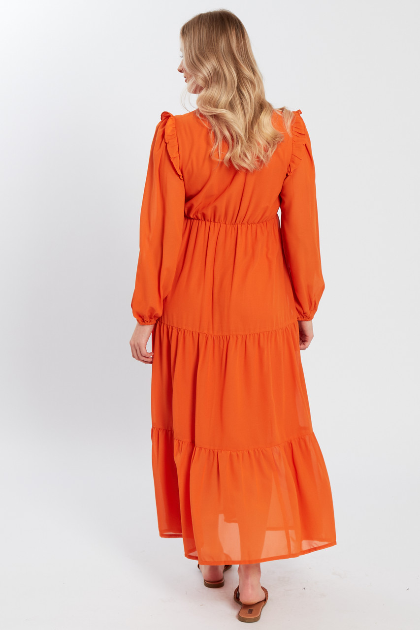 Rust Chiffon Maxi Dress