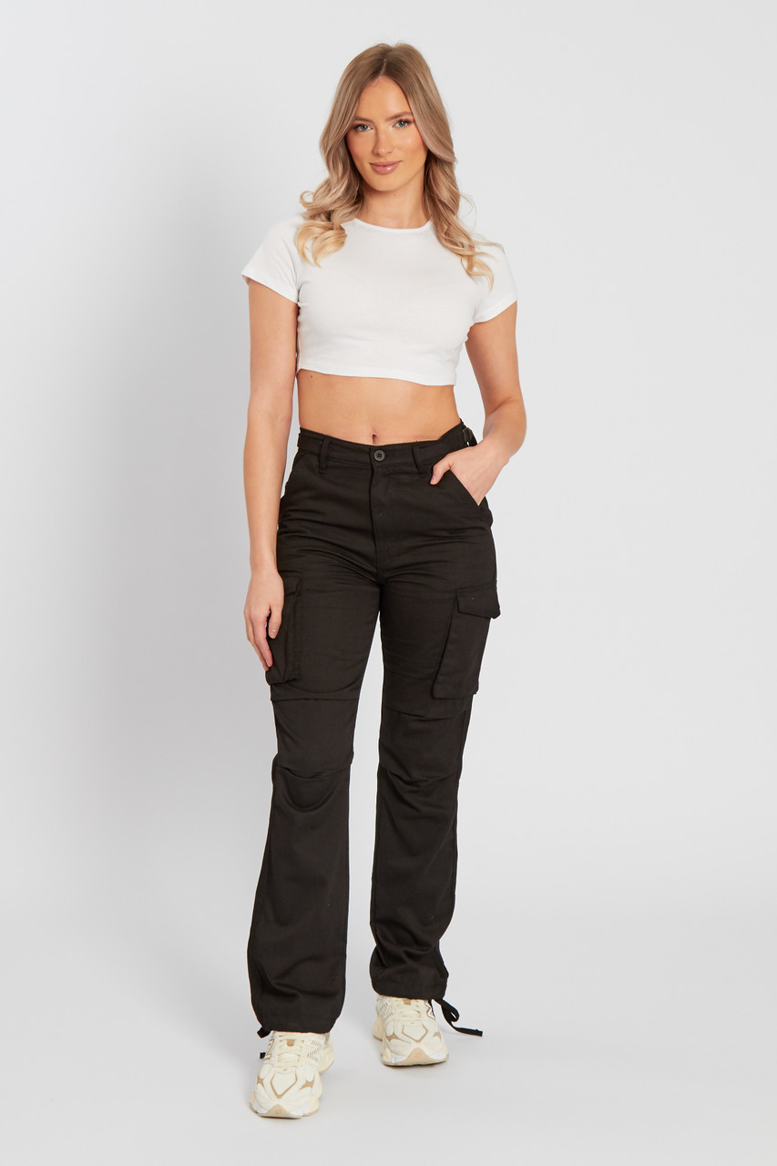 Black Cargo Trousers with Pockets
