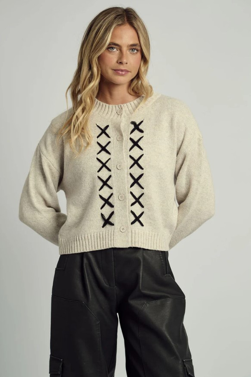 Cream Cross Stitch Knitted Cardigan