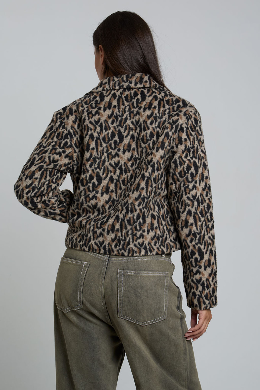 Leopard Print Boxy Cropped Jacket