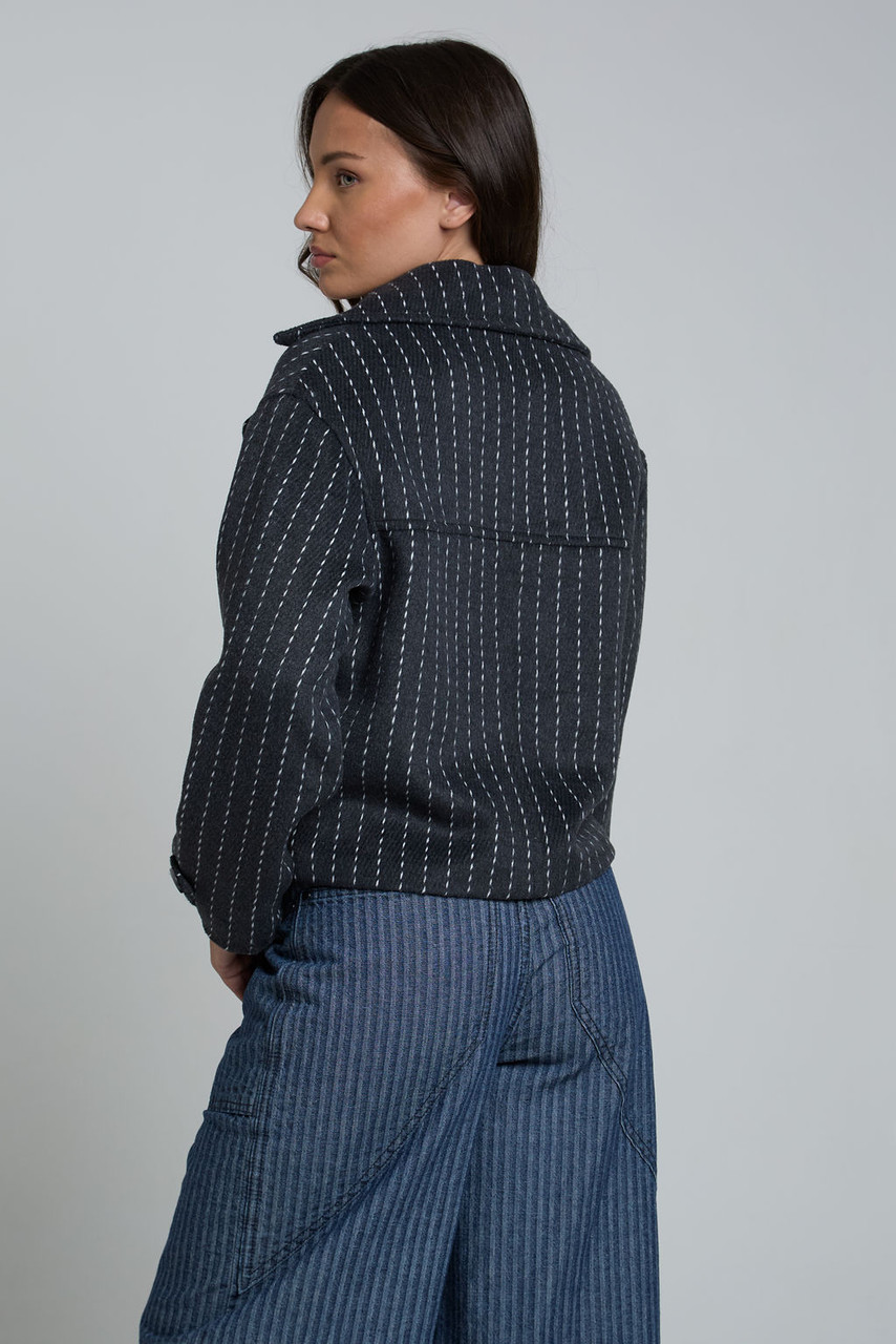 Grey Double Breasted Pinstripe Jacket