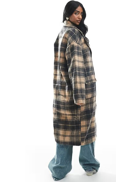 Camel Check Overcoat