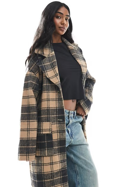 Camel Check Overcoat