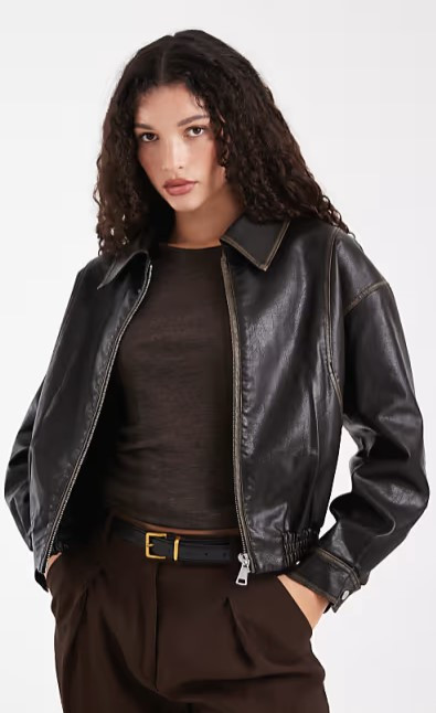 Faux Leather Oversized Jacket