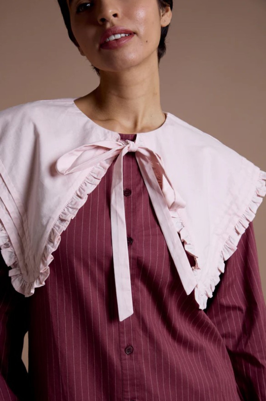 Burgundy Stripe Drop Waist Mini Dress