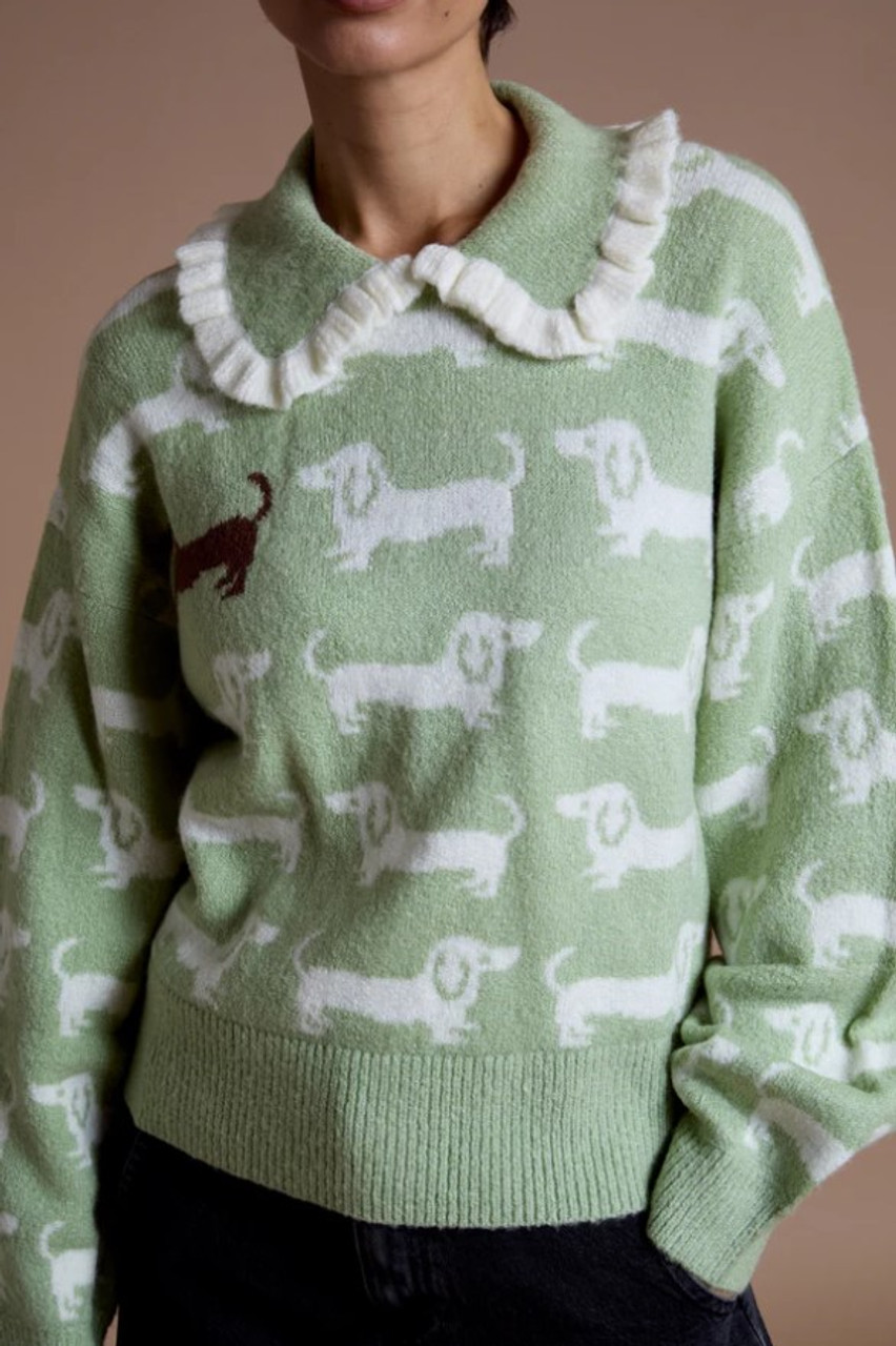 Collar Detail Sage Green Super Soft Jumper