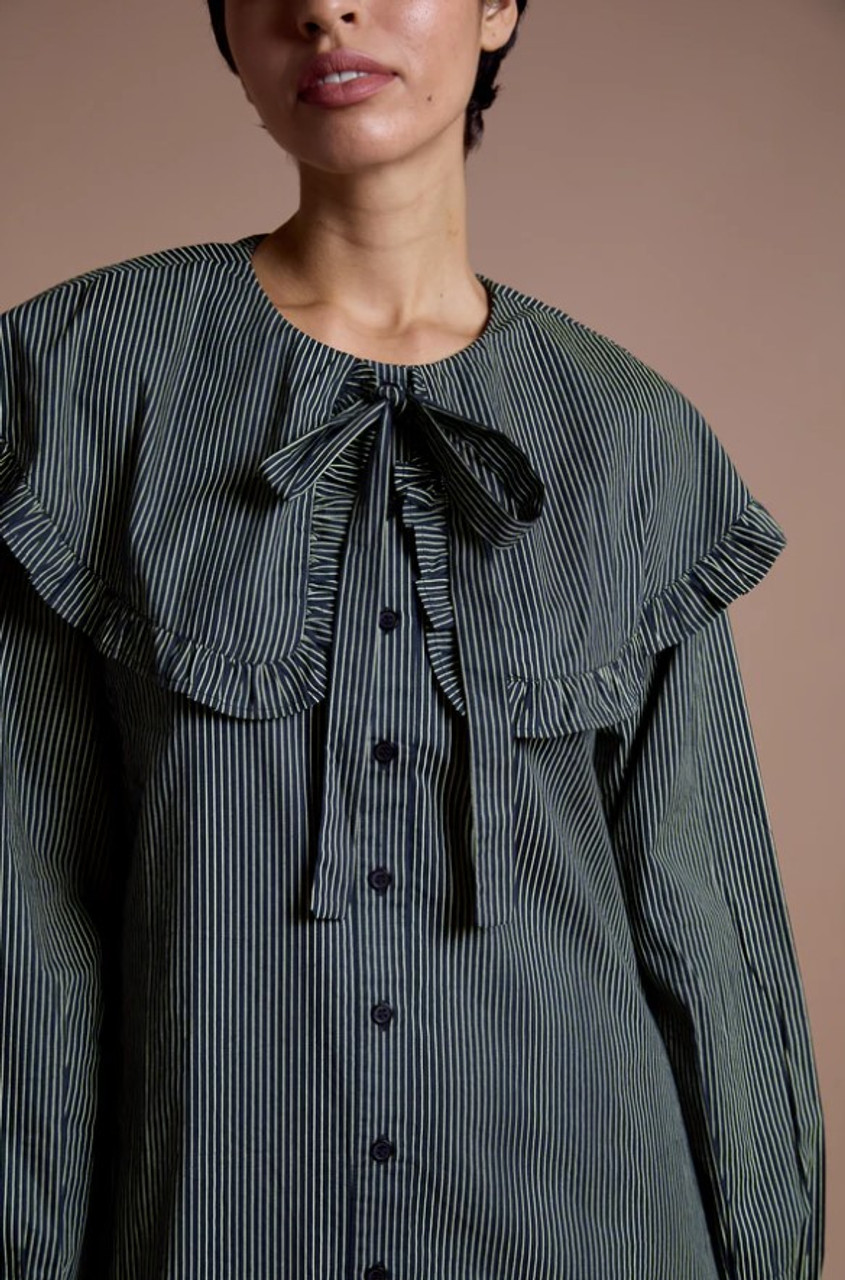 Stripe Oversized Collar Mini Dress