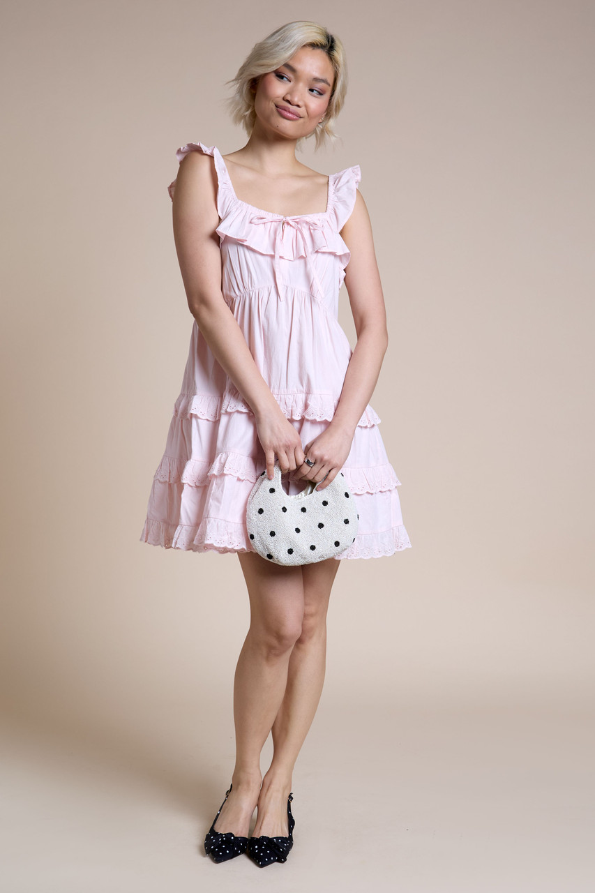 Ruffle Tiered Mini Dress In Pink