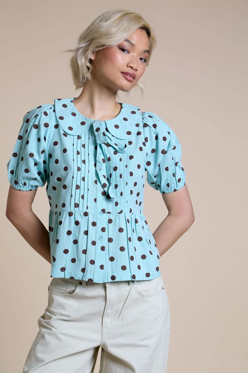 Puff Sleeve Polka Dot Blouse