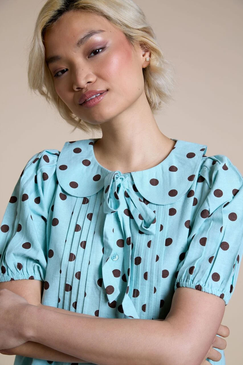 Puff Sleeve Polka Dot Blouse