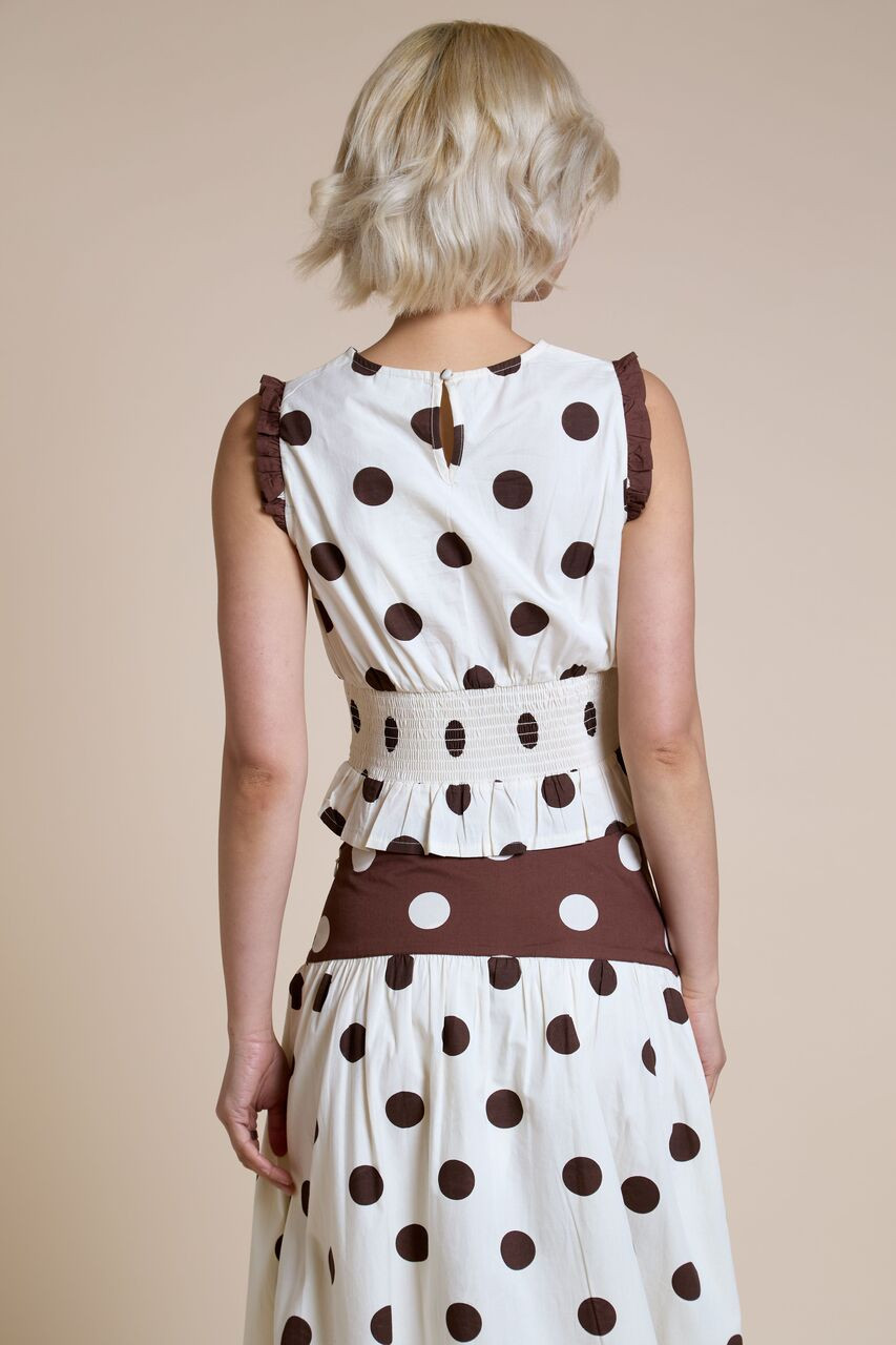 Cream And Brown Polka Dot Top