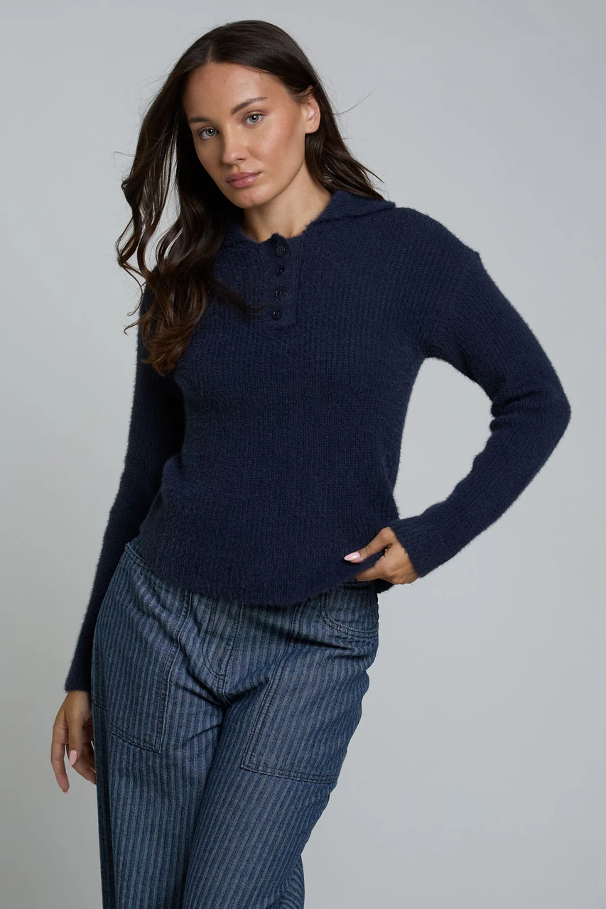 Wednesdays Girl collared jumper in navy