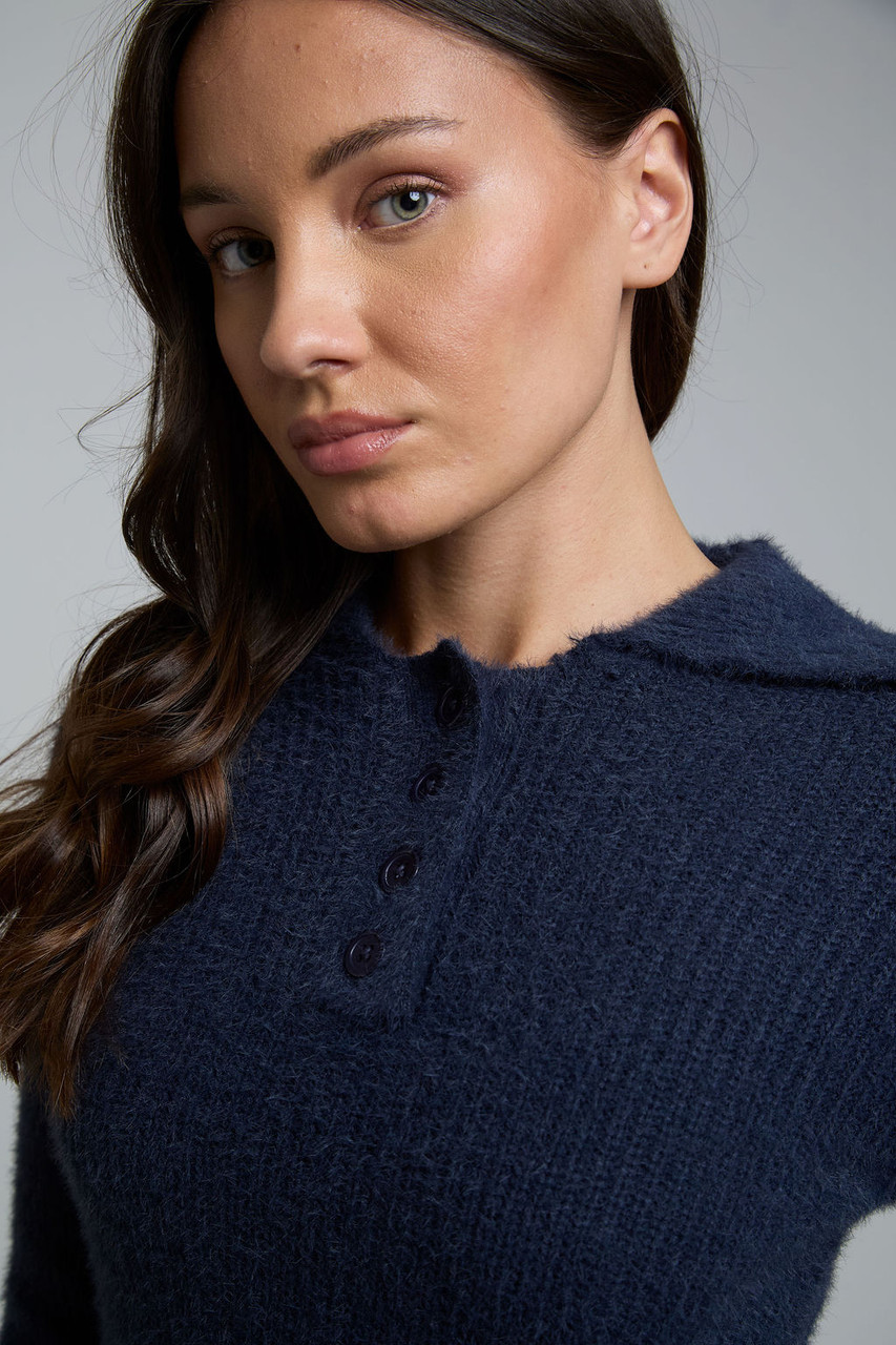 Wednesdays Girl collared jumper in navy