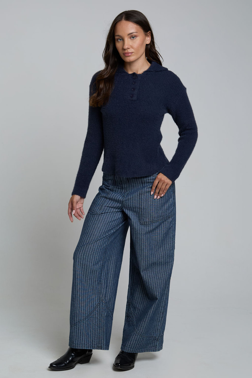 Wednesdays Girl collared jumper in navy