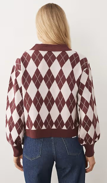 Wednesdays Girl Arygle collared jumper in pink