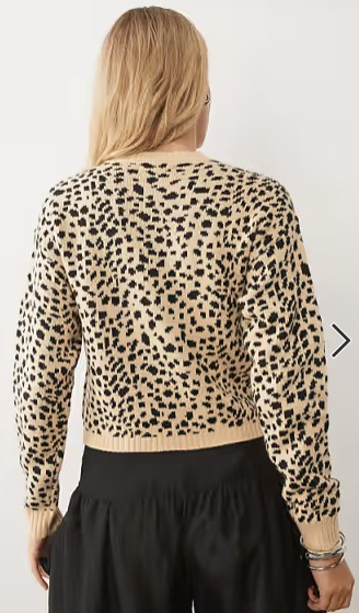 Wednesdays Girl button up cardigan in leopard print