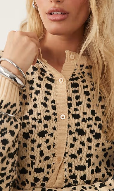 Wednesdays Girl button up cardigan in leopard print