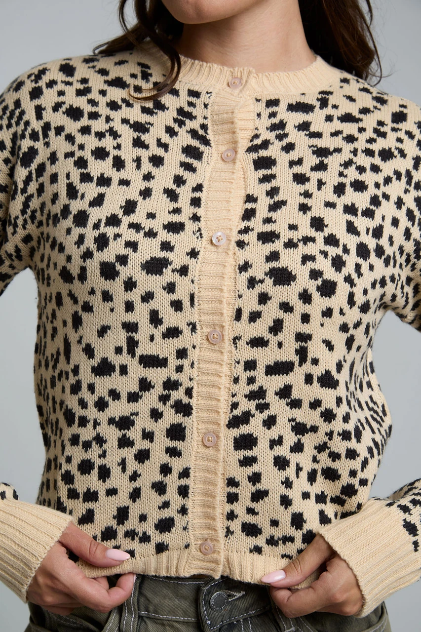 Wednesdays Girl button up cardigan in leopard print