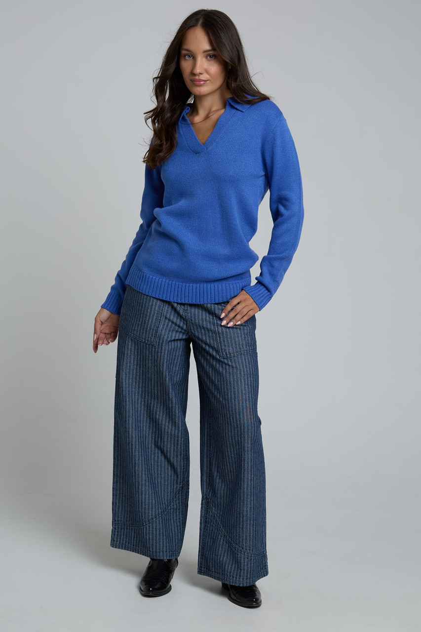 Wednesdays Girl collared polo jumper in cobalt blue