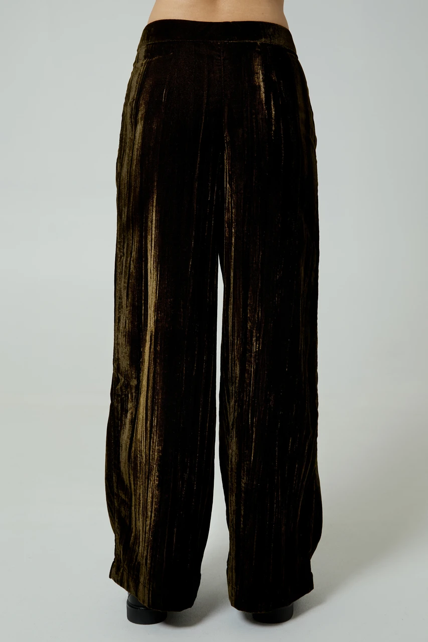 Neon Rose Wide Leg Velvet Trouser Co-Ord in Green 