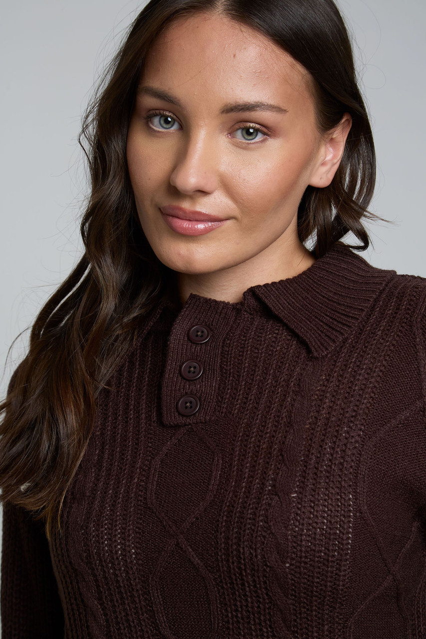 Cable Knitted Cropped Rugby Top