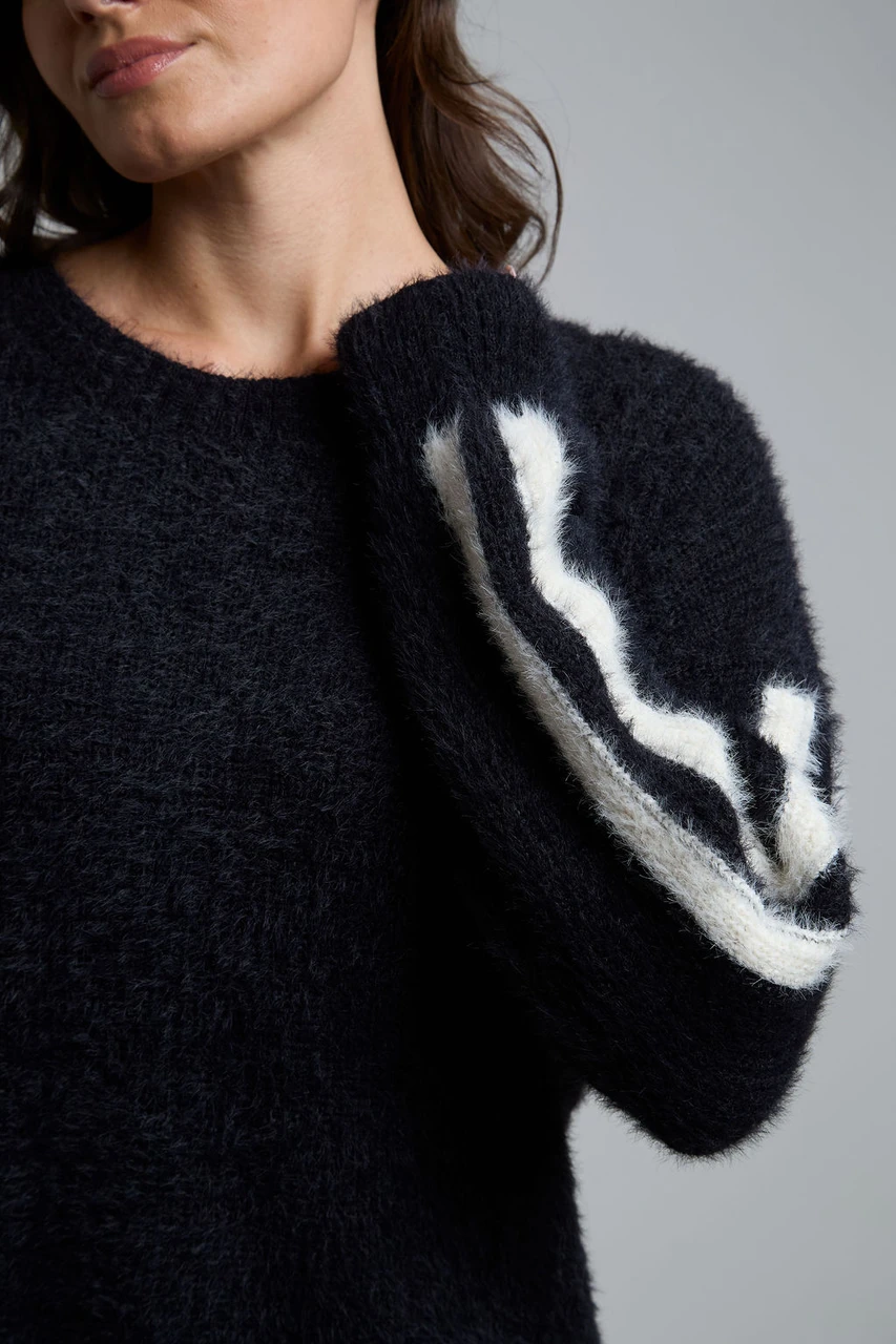 Black Oversized Jumper With Side Stripe Detail