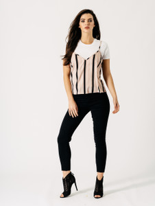 Pink Stripe Print 2 in 1 Top
