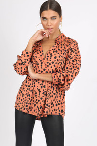 Rust Dalmatian Print Oversized Shirt