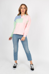 Pastel Dropped Shoulder Oversized Rugby Jersey Top