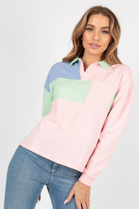 Pastel Dropped Shoulder Oversized Rugby Jersey Top