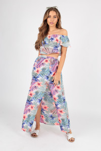 Tropical Print Bardot Top