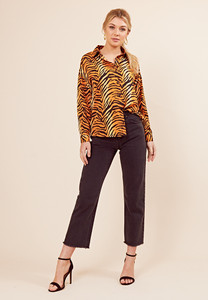 Tiger Print Long Sleeve Oversized Shirt