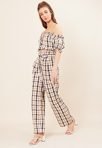 Check Paper Bag Wide Leg Trousers