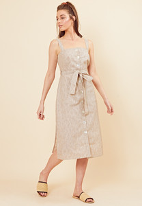 Pinstripe Utility Midi Dress