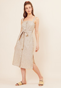 Pinstripe Utility Midi Dress
