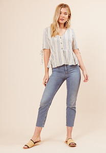Multi Stripe Peplum Blouse