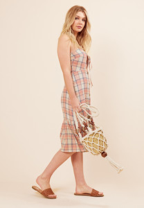 Petite Checked Cotton Ruffle Hem Summer Dress