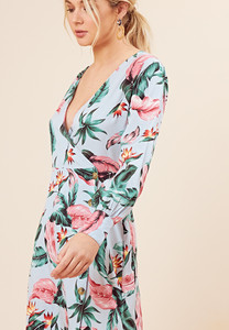 Floral Print Button Detail Midi Dress