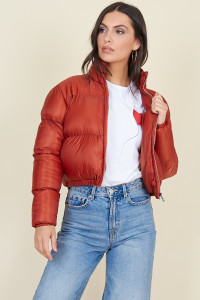 Rust Cropped Puffer Jacket
