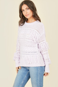 Lilac Cable Knit Jumper with Tassel Detail