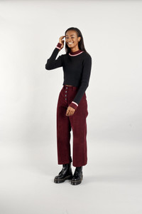 Native Youth Wine Corduroy Wide Leg Pant