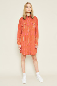 Printed Button Down Shirt Dress
