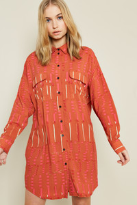 Printed Button Down Shirt Dress