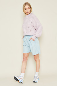 Chunky Knitted Jumper With Marled Pink Yarn