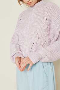 Chunky Knitted Jumper With Marled Pink Yarn