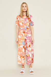 Culotte Jumpsuit With Contrast Mix And Match Print