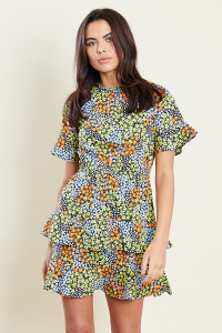 Multi Frill Detail Mini Dress