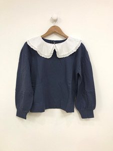 Navy Collar Sweat Top