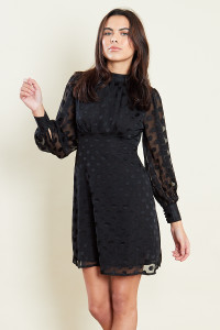 Black High Neck Skater Dress