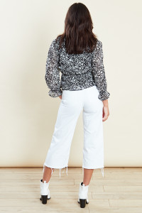 Star Print Frill Hem Wrap Top